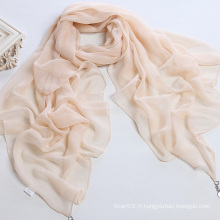 Foulard écharpe en mousseline de soie en pure couleur poli